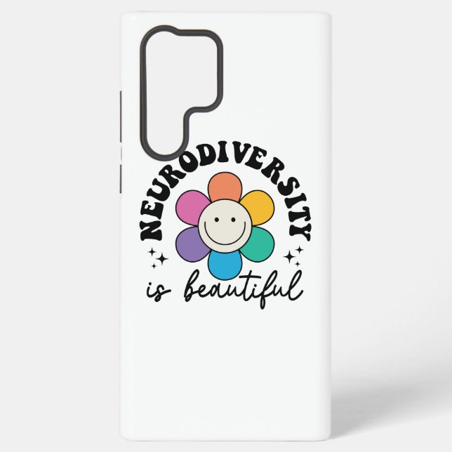 Groovy Rainbow Smiley Flower Neurodiversity Samsung Galaxy S22 Ultra Case (Back)