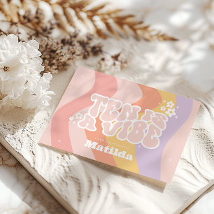groovy rainbow ten is a vibe 60's retro daisy cool invitation