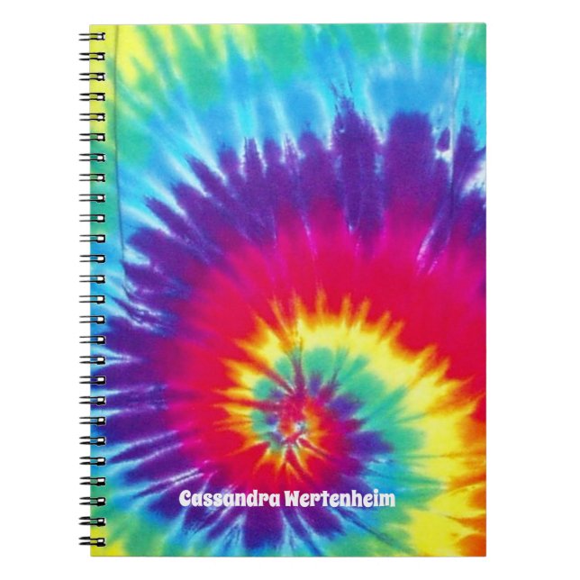 Groovy Rainbow Tie-Dye Hippie Notebook (Front)