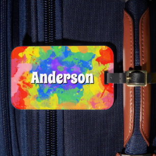 Groovy Rainbow Tie Dye Luggage Tag