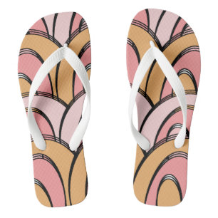 Groovy Rainbows Orange Pink Pattern Thongs