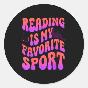 Groovy reading is favorite sport funny book lover classic round sticker