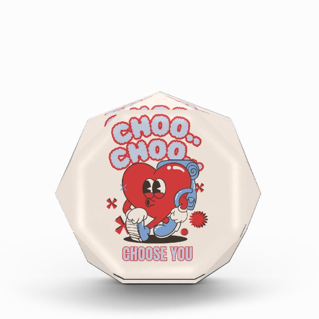 Groovy Red Heart Choo Choo Choose You Valentines  Photo Block (Front)