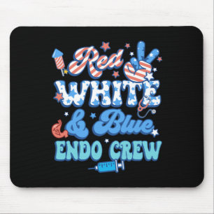 Groovy Red White Blue Endo Crew Endo Nurse 4th Of Mouse Pad
