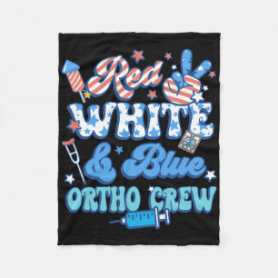 Groovy Red White Blue Ortho Crew Ortho Nurse 4th O Fleece Blanket