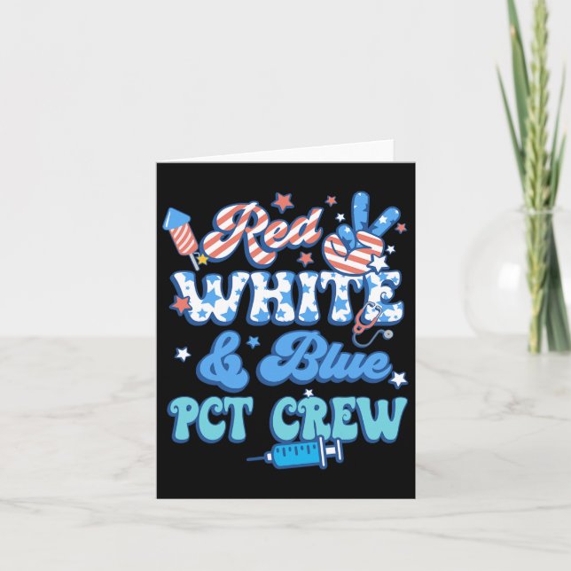 Groovy Red White Blue Pct Crew 4th Of July  Card (Front)
