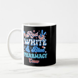 Groovy Red White Blue Pharmacy Crew Pharmacist 4th Coffee Mug