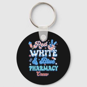 Groovy Red White Blue Pharmacy Crew Pharmacist 4th Key Ring