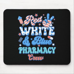 Groovy Red White Blue Pharmacy Crew Pharmacist 4th Mouse Pad