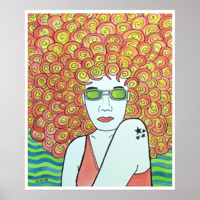 Groovy Redhead Ginger Girl Poster (Front)