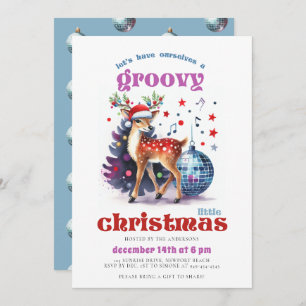 Groovy Reindeer Disco Ball Funny Christmas Party Invitation