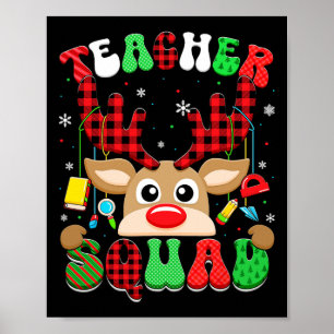 Groovy Reindeer Teacher Squad Christmas Xmas Mens  Poster