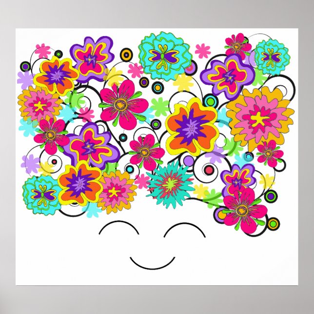Groovy Rerto Flower Head Poster (Front)