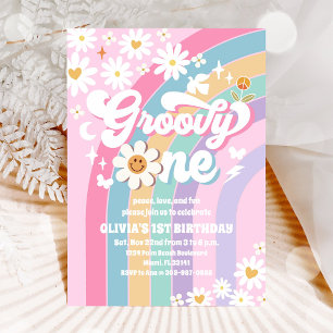 Groovy Retro 1st Birthday Invitation