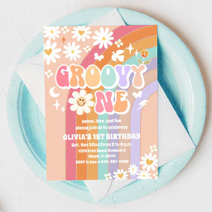 Groovy Retro 1st Birthday Invitation