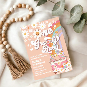 Groovy Retro 1st Birthday Invitation