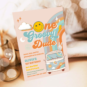 Groovy Retro 1st Birthday Invitation
