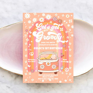 Groovy Retro 1st Birthday Invitation