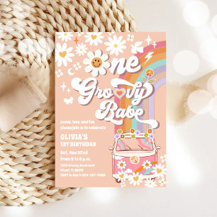 Groovy Retro 1st Birthday Invitation