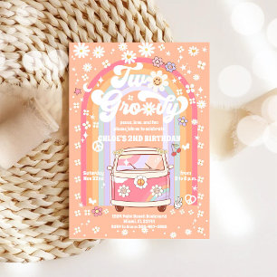 Groovy Retro 2nd Birthday Invitation