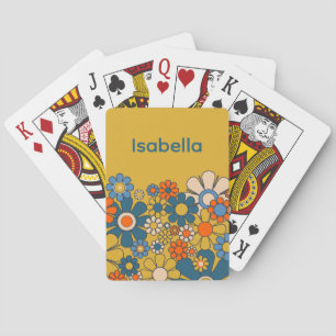Groovy Retro 60s 70s Flowers Personalised Playing Cards