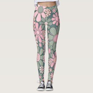 Groovy Retro 60s Hippie Flowers Cheerful Vintage Leggings
