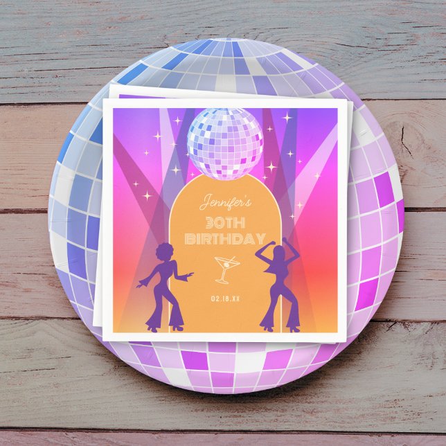 Groovy Retro 70s 80s Disco 30th Birthday Party Napkin (Creator Uploaded)