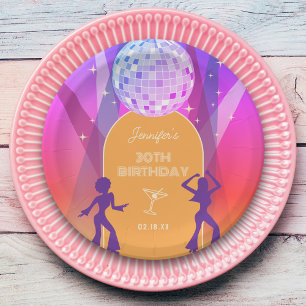Groovy Retro 70s 80s Disco 30th Birthday Party Paper Plate