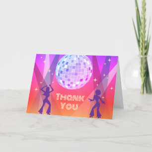 Groovy Retro 70s 80s Disco Dancing Party Thank You Card