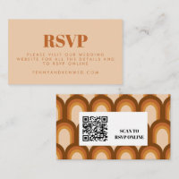 Groovy Retro 70s Brown Wedding Website QR Code