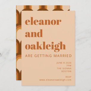 Groovy Retro 70s Design Bold Terracotta Wedding Invitation