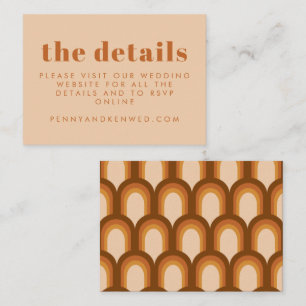 Groovy Retro 70s Design in Brown Wedding Website Enclosure Card