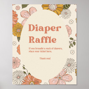 Groovy Retro 70s Diaper Raffle Boho Baby Shower Poster
