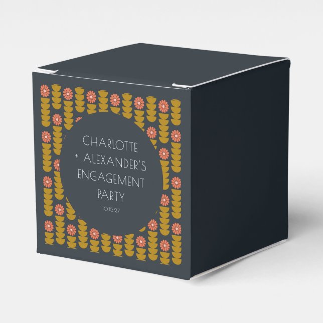 Groovy Retro 70s Floral Custom Engagement Party  Favour Box (Front Side)