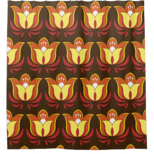 Groovy Retro 70s Flowers Shower Curtain