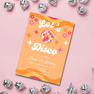 Groovy Retro 70s Let's Disco Any Age Birthday Invitation