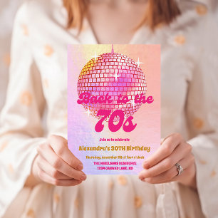 Groovy Retro 70s Let's Disco Birthday Party Invitation