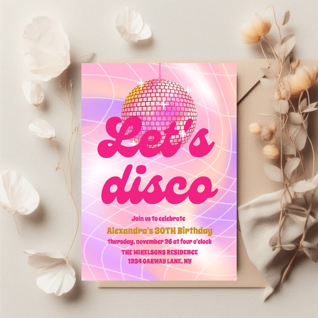 Groovy Retro 70s Let's Disco Birthday Party Invitation (Creator Uploaded)