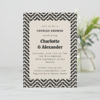 Groovy Retro 70s Pattern in Black Couples Shower