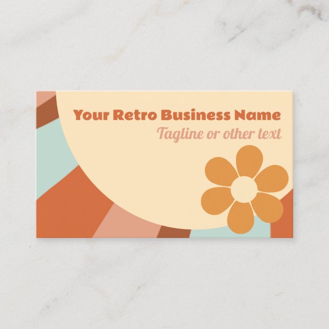 Groovy Retro 70s Psychedelic Hippy Flower Business Card (Front)