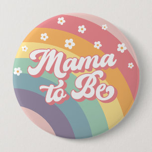 Groovy Retro 70s Rainbow Baby Shower 10 Cm Round Badge