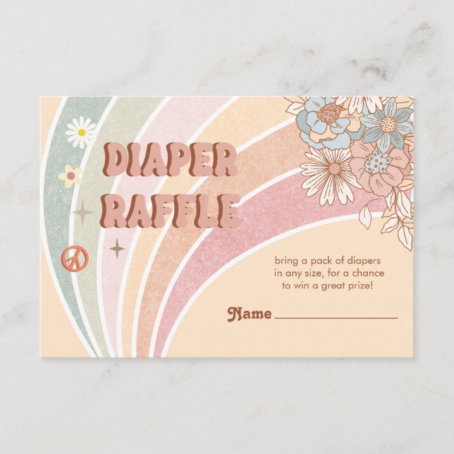 Groovy Retro 70s | Rainbow Diaper Raffle Enclosure Card (Front)