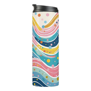 Groovy Retro 70s Wavy Abstract Pattern Thermal Tumbler