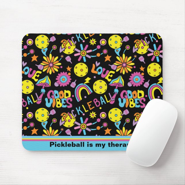  Groovy, retro 90s, black Mouse Pad (With Mouse)