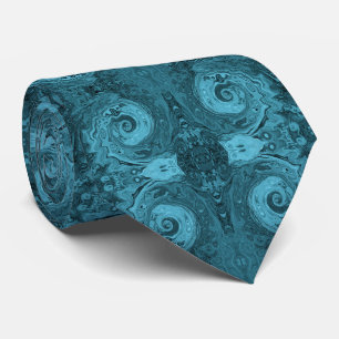 Groovy Retro Abstract Black and Teal Swirl Tie