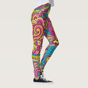 Groovy Retro Abstract Modern Style Trendy Doodles Leggings