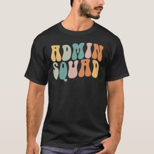 Groovy Retro Admin Squad School Secretary Crew Off T-Shirt