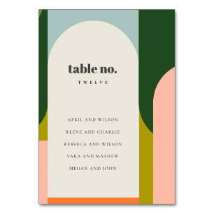 Groovy Retro Arch Abstract Bold Wedding Seating  Table Number