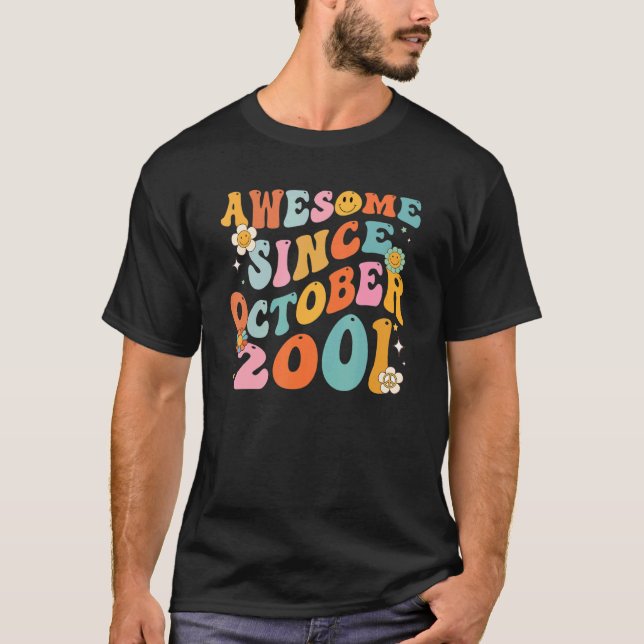 Groovy Retro Awesome Since 2001 21 Years Old 21th  T-Shirt (Front)