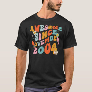 Groovy Retro Awesome Since 2004 18 Years Old 18th T-Shirt